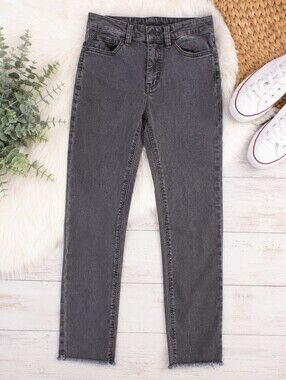 Madewell Stovepipe Jeans Frayed Hem Faded Black Size 26